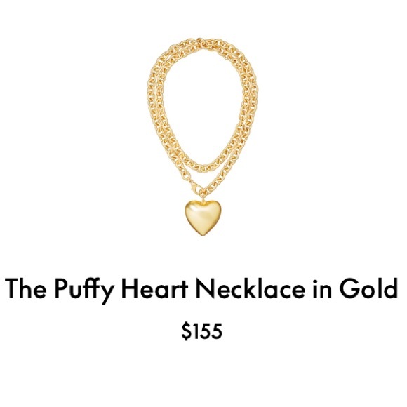 NWOT Roxanne Assoulin The puffy Heart Necklace In Gold - Picture 2 of 8